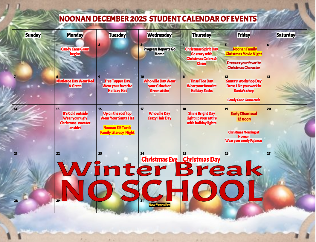 December 2025 Calendar of Events